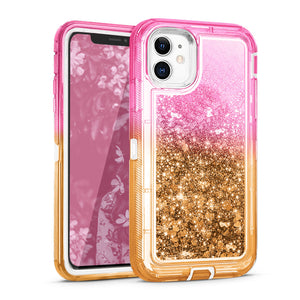 Apple IPhone 11 -Heavy Duty Transparent Protective Floating Glitter Case