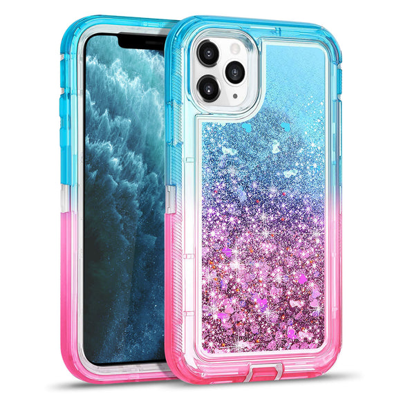 Apple IPhone 11 PRO MAX-Heavy Duty Transparent Protective Floating Glitter Case