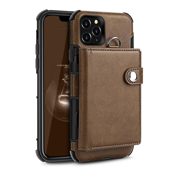 Apple IPhone 11 PRO MAX -Leather Tri-Fold Soft Wallet Shockproof Case