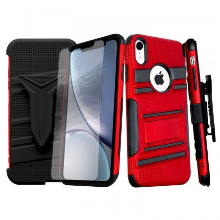 Apple IPhone XR Titan Case w/Holster & Tempered Glass