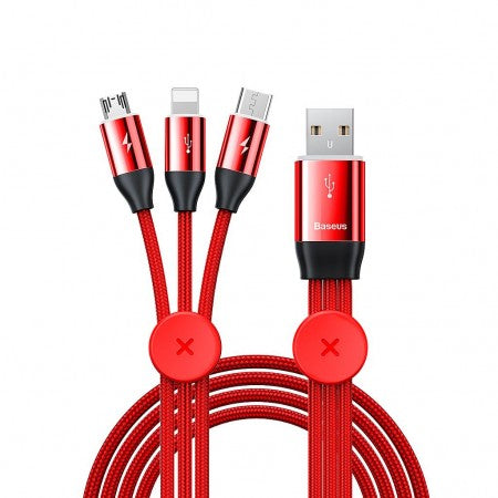 3 in 1 USB Braided Round Data Cable-5 FT