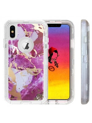 Apple IPhone Xs MAX Heavy Duty Marbleized Protective Case