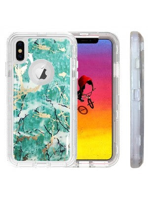Apple IPhone Xs MAX Heavy Duty Marbleized Protective Case