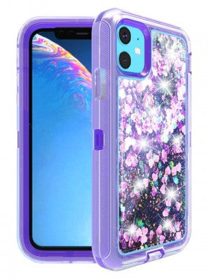 Apple IPhone 11 -Heavy Duty Transparent Protective Floating Glitter Case
