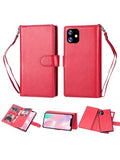 Apple IPhone 11 -Leather Wallet w/9 credit card slots & Removable Phone Case