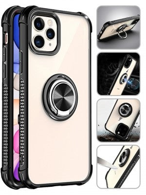 Apple IPhone 11 PRO MAX -Transparent Magnetic Car Mount Phone Holder Case w/Ring