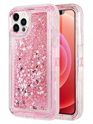 Apple IPhone 12 PRO MAX -Heavy Duty Transparent Floating Glitter Case