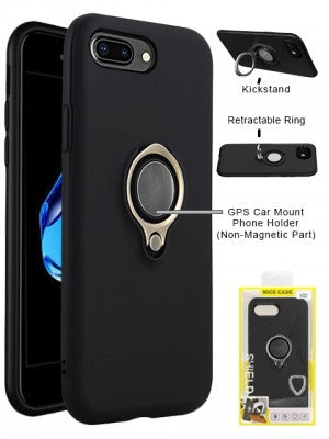 Apple IPhone 8/7/6 PLUS -Magnetic Phone Holder Car Mount Case w/Ring Kickstand