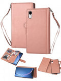 Apple IPhone XR Leather Wallet w/9 credit card slots & Removable Phone Case