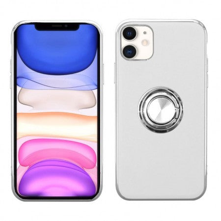 Apple IPhone 11 -Metallic Spirit Ring Stand Case-White