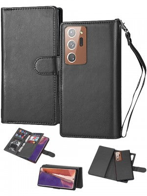 Samsung-Galaxy Note 20 ULTRA-2 in 1 Leather Wallet Case w/9 cc slots & Detachable Case