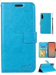 Samsung-Galaxy NOTE 10-Plain Leather Wallet Case w/Credit Card Slots