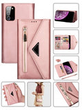 Samsung-Galaxy Note 20-Leather Wallet Case w/7 cc Slots & Strap
