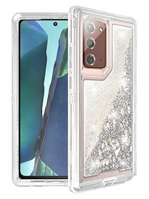 Samsung-Galaxy Note 20-Transparent Floating Glitter Heavy Duty Case