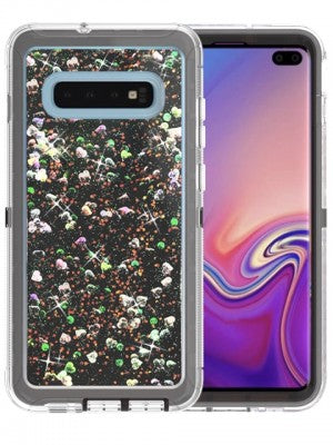 Samsung-Galaxy S10 PLUS-Transparent Heavy Duty Liquid Glitter Case