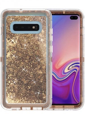Samsung-Galaxy S10 PLUS-Transparent Heavy Duty Liquid Glitter Case