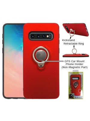 Samsung-Galaxy S10 PLUS-Magnetic Car Mount Phone Holder Case w/Ring Kickstand