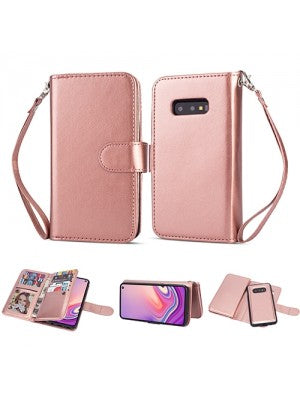 Samsung-Galaxy S10e-Leather Wallet w/9 credit card slots & Removable Phone Case
