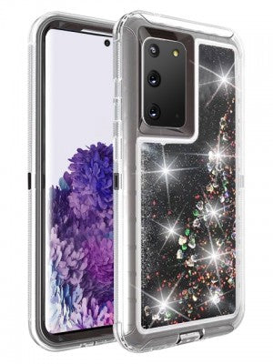 Samsung-Galaxy S20-Transparent Floating Glitter Heavy Duty Case