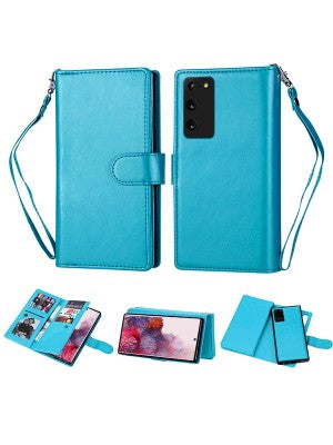 Samsung-Galaxy S20-2 in 1 Leather Wallet Case w/9 cc slots & Detachable Case