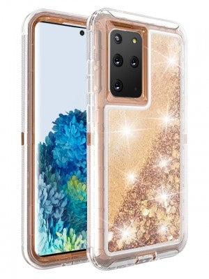Samsung-Galaxy S20 PLUS-Transparent Floating Glitter Heavy Duty Case