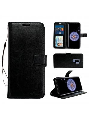 Samsung-Galaxy S9-Plain Leather Wallet Case w/Credit Card Slots