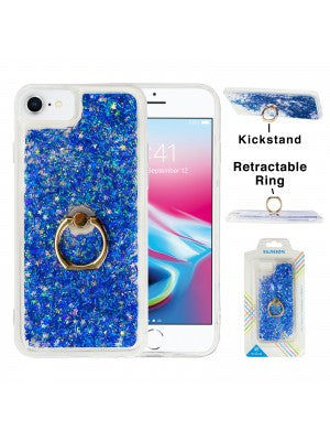 Apple IPhone 8/7/6 PLUS -Floating Glitter Star w/Ring Kickstand Case