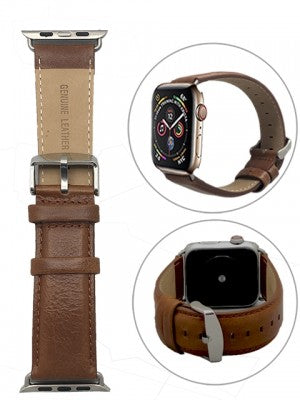 Apple Watch Band-Leather w/Silver Buckle-For Series 4/3/2/1