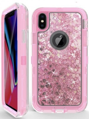 Apple IPhone Xs MAX Heavy Duty Transparent Protective Floating Glitter Case