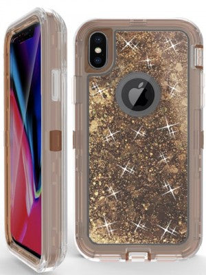 Apple IPhone XR Heavy Duty Transparent Protective Floating Glitter Case