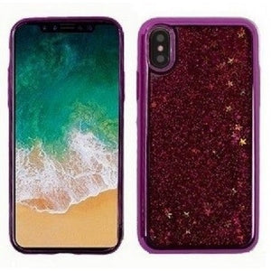 Apple IPhone Xs MAX Liquid Glitter & Stars Chrome Case