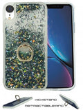 Apple IPhone XR Floating Glitter Star w/Kickstand Ring Phone Case