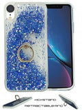 Apple IPhone XR Floating Glitter Star w/Kickstand Ring Phone Case