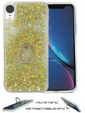 Apple IPhone XR Floating Glitter Star w/Kickstand Ring Phone Case