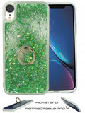 Apple IPhone XR Floating Glitter Star w/Kickstand Ring Phone Case