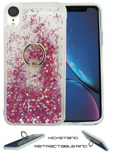 Apple IPhone Xs MAX Floating Glitter Star w/Kickstand Ring Phone Case