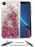 Apple IPhone XR Floating Glitter Star w/Kickstand Ring Phone Case