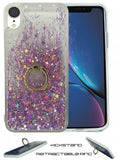 Apple IPhone XR Floating Glitter Star w/Kickstand Ring Phone Case