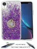 Apple IPhone XR Floating Glitter Star w/Kickstand Ring Phone Case