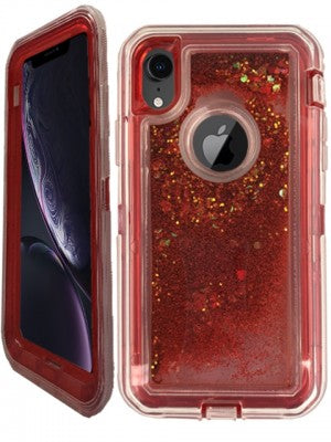 Apple IPhone XR Heavy Duty Transparent Protective Floating Glitter Case