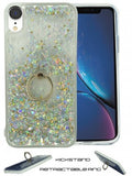 Apple IPhone XR Floating Glitter Star w/Kickstand Ring Phone Case