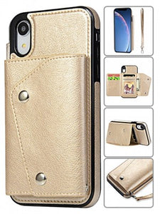 Apple IPhone XR Snap Leather Wallet Case w/Credit Card Pockets