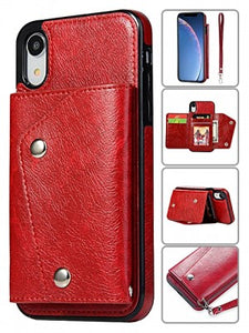 Apple IPhone XR Snap Leather Wallet Case w/Credit Card Pockets